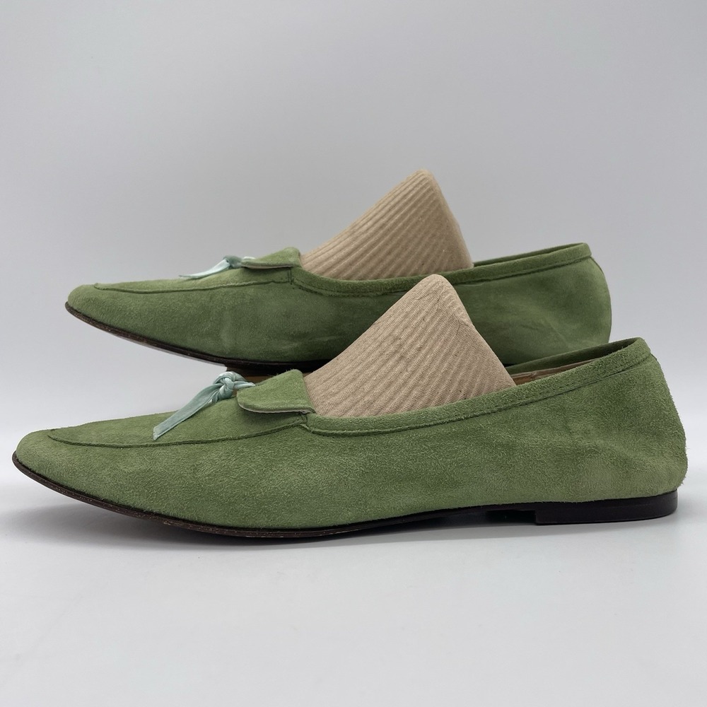 J. Crew Green Suede Tassel Loafers